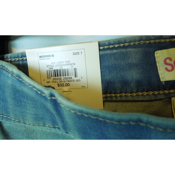 Girls SO Pull-On Ultimate Light Tint Stretch Distressed Jeggings Size 7 - Picture 3 of 11